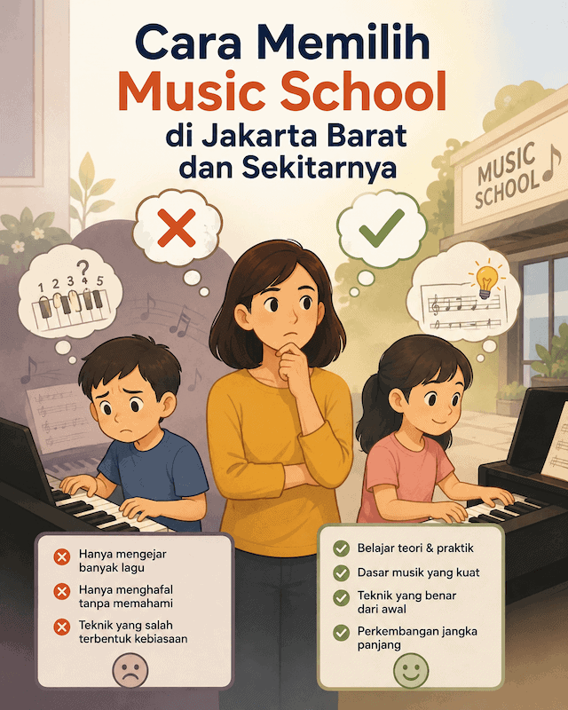 Cara Memilih Music School yang Tepat untuk Anak di Jakarta Barat dan Sekitarnya 1 Cara memilih music school (sekolah musik) yang tepat di Jakarta Barat dan sekitarnya.