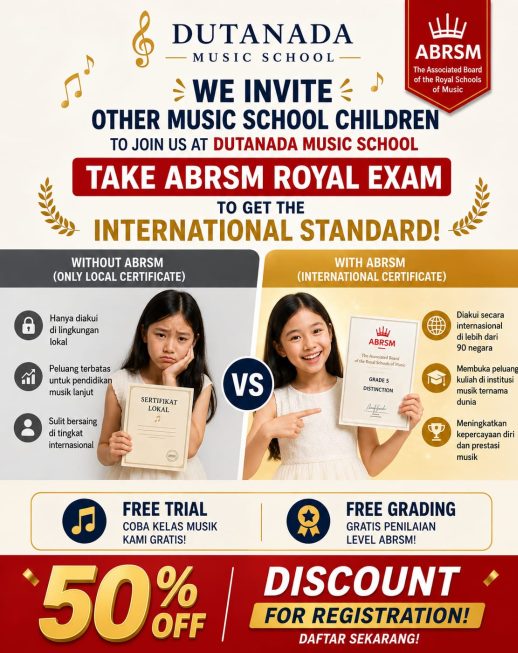 Free trial dan Free grading di sekolah musik Dutanada