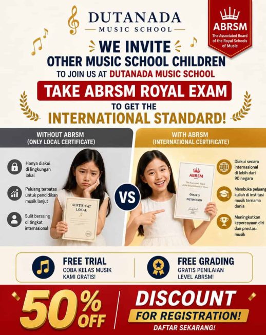 Free trial dan Free grading di sekolah musik Dutanada